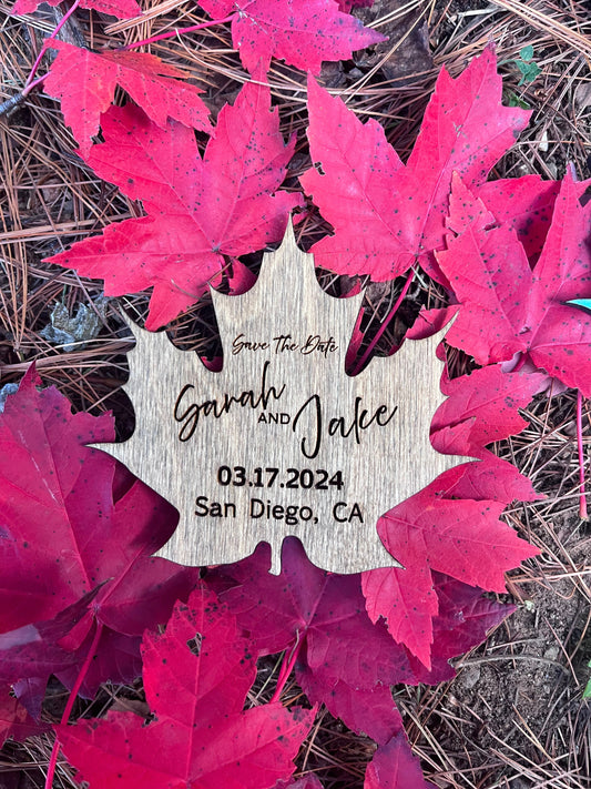 Save The Date Magnet | Maple Leaf Wooden Save The Date | Wooden Save The Date | Thank You Card | Fall Theme Wedding Ideas | Rustic Wedding