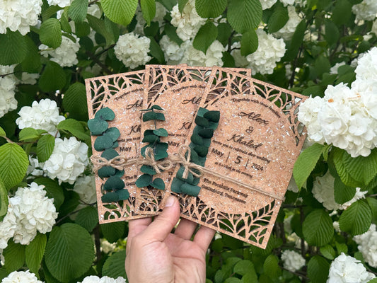 Wedding Invitation Set | Vine Cork Boho Wedding Invitation | Eucalyptus Wedding Invitation | Destination Wedding Invitation with RSVP cards